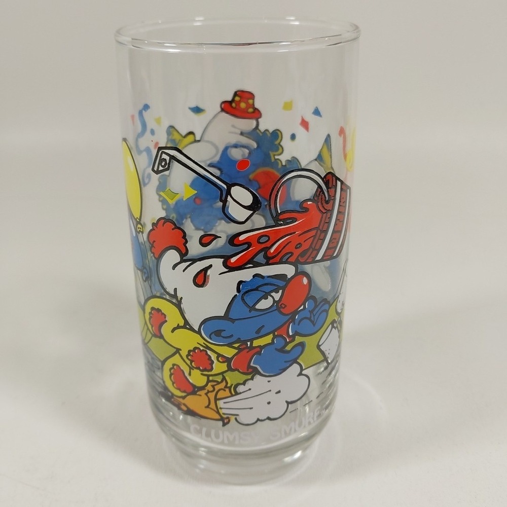 Smurfs Peyo 1983 Collector Series Glass Wallace Berrie & Co. Clumsy Smurf